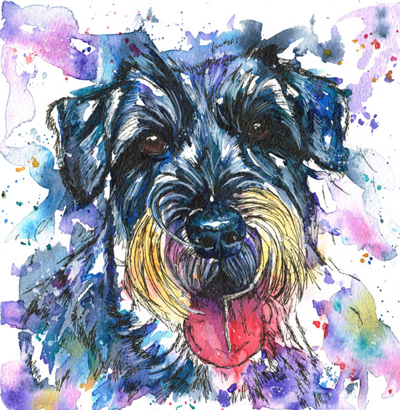 waterolour portrait in blue